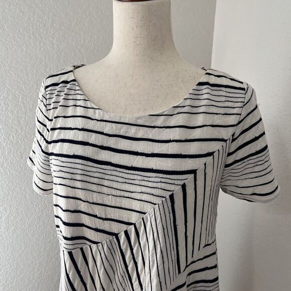 Anthropologie Mauve Women’s Dress Size Large A Line Striped Knee Length Knit - Picture 3 of 9